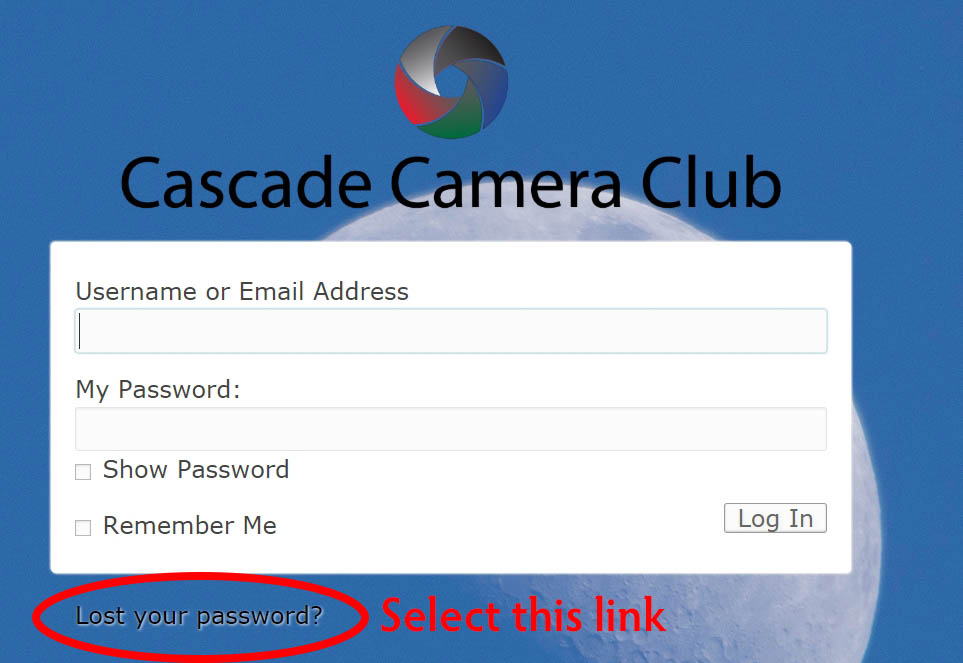 Change Password Cascade Camera Club