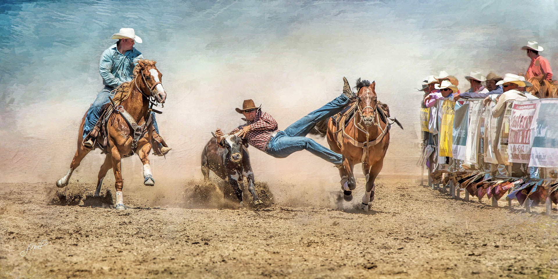 BULLDOGGING SISTERS RODEO SLACK by Judy L Neill