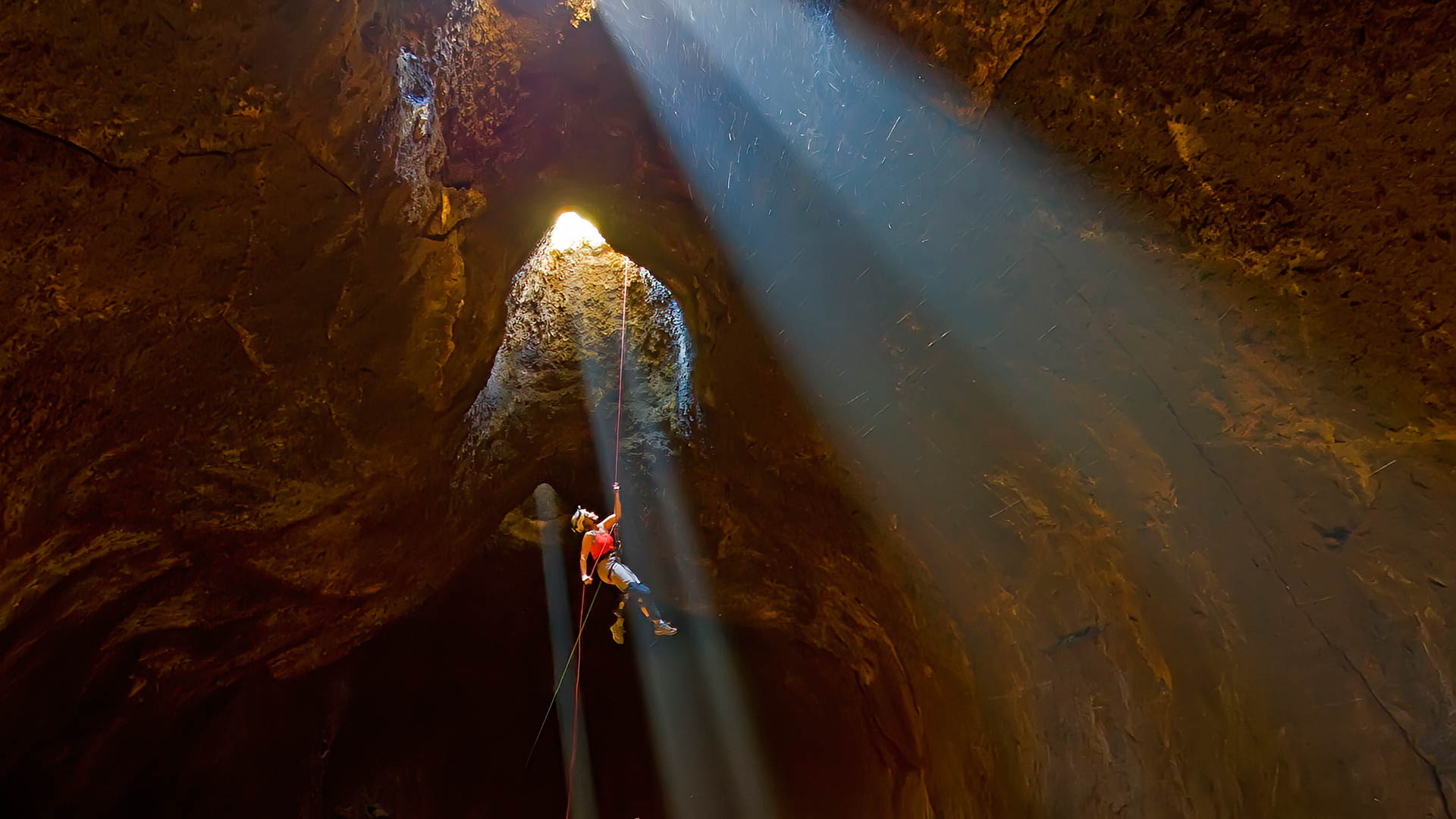 Descending into Skylight Cave by Brent McGregor